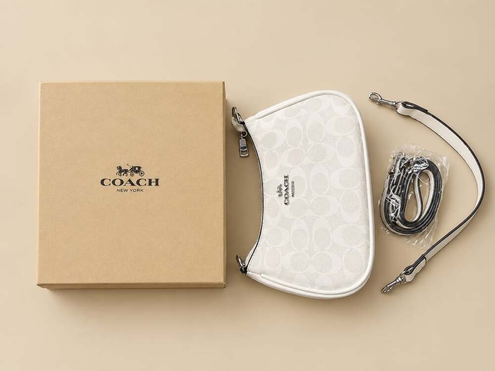 Coach Signature Pillow Tabby Shoulder Bag White Canvas Boxed